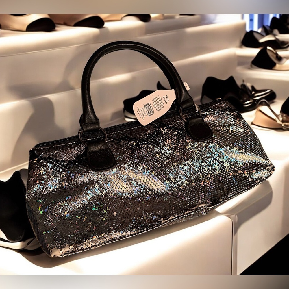 Insulated wine purse Elegant sequin Silver Women's Handbag 15in wide 7in tall